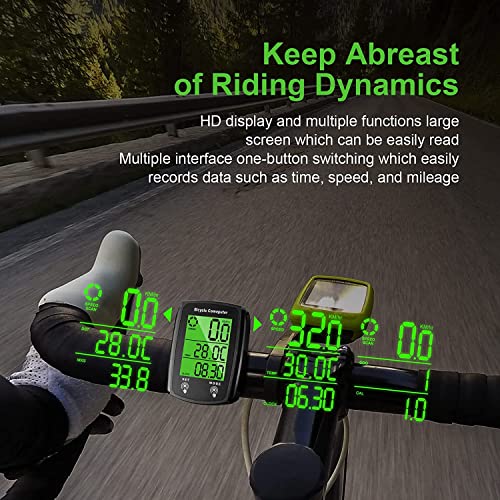 SHIVEXIM Bike Computer, Universal 19 Functions IP54 Waterproof Bicycle Speedometer Odometer, Cycling Computer with LCD Backlight Display Touch Screen, Automatic Start/Stop, for Cycling - Image 2