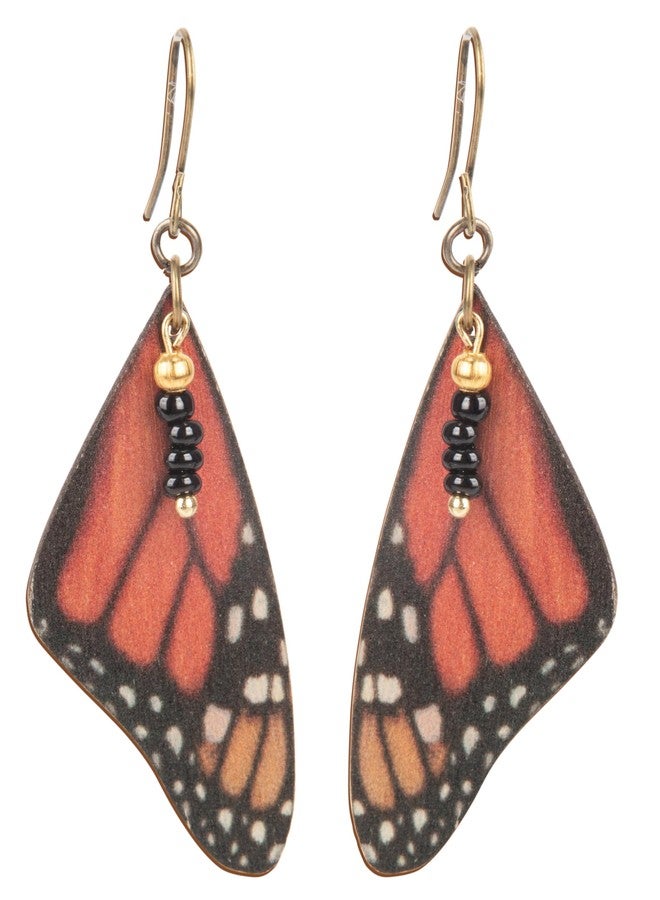 SPUNKYsoul Monarch Butterfly Earrings – Handmade Lightweight Dangle Earrings – Eco-Friendly Boho Jewelry Inspired by Nature – Hypoallergenic & Nickel-Free – Thoughtful Gift for Nature Lovers - Image 1