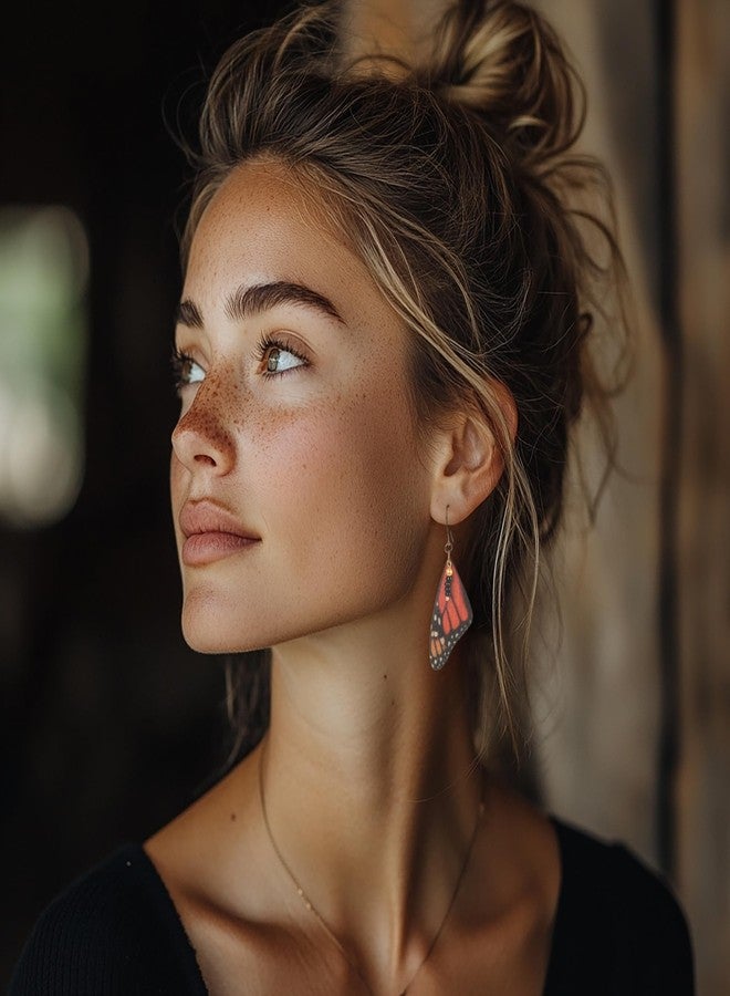 SPUNKYsoul Monarch Butterfly Earrings – Handmade Lightweight Dangle Earrings – Eco-Friendly Boho Jewelry Inspired by Nature – Hypoallergenic & Nickel-Free – Thoughtful Gift for Nature Lovers - Image 4