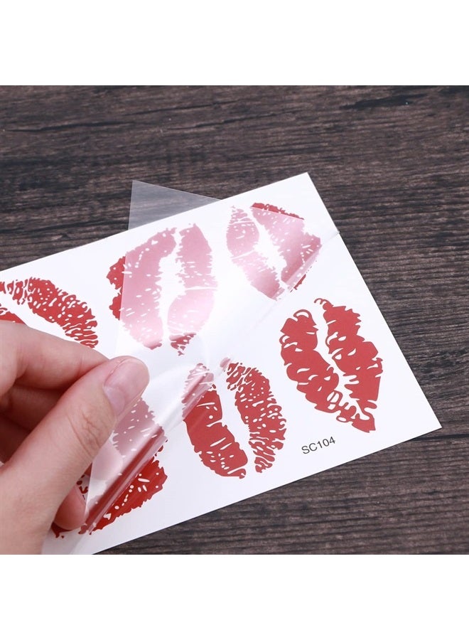 Uonlytech 6Pcs Red Lips Tattoo Stickers, Small Temporary Kiss Stickers Water- proof Body Art Tattoo Stickers for Women Girls Kids Decorations Tattoo - Image 3