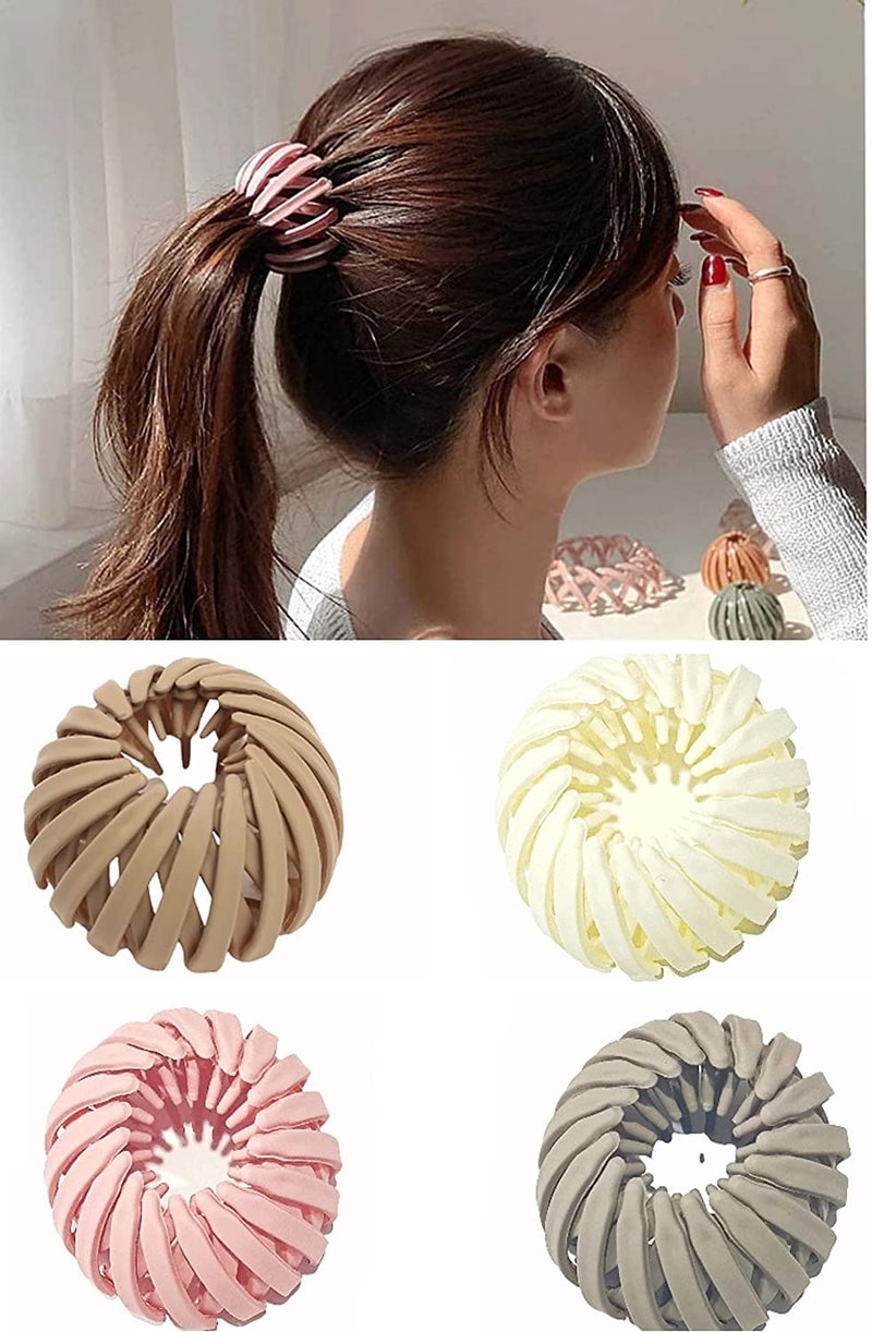 Barakath Bird’s Nest Hair Clip,Expandable Ponytail Holder Clip,Vintage Geometric Retractable Hair Loops Hair Accessories for Women and Girls(Pack of 4) - Image 1