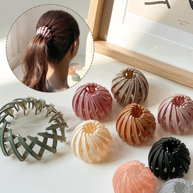 Barakath Bird’s Nest Hair Clip,Expandable Ponytail Holder Clip,Vintage Geometric Retractable Hair Loops Hair Accessories for Women and Girls(Pack of 4) - Image 4