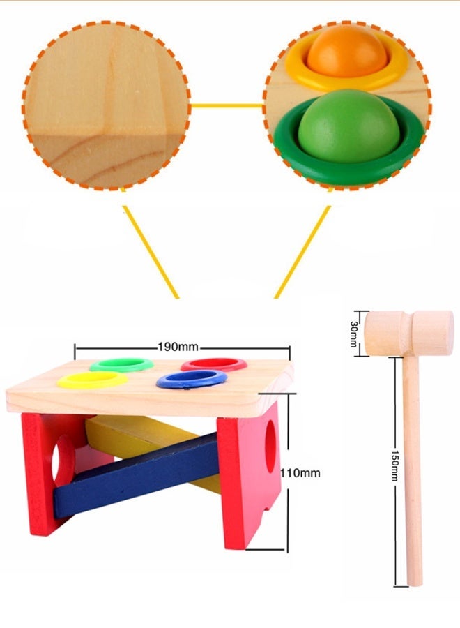 Fun Wooden Knock Balls Tables Educational Learning Toy - for Toddlers 1-3Y, Hand-Eye Coordination & Sensory Development Non-Slip Base Easy to Assemble  - Image 4