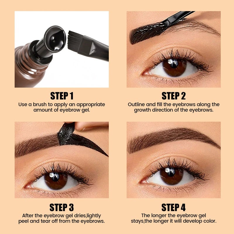 Peel-off Eyebrow Tint: 5-Color, Waterproof Sweat-resistant, Long-lasting Coloring Eyebrow Cream - Easy Application, Smudge-proof for Daily Commute Outdoor Sports Beginners - Image 2