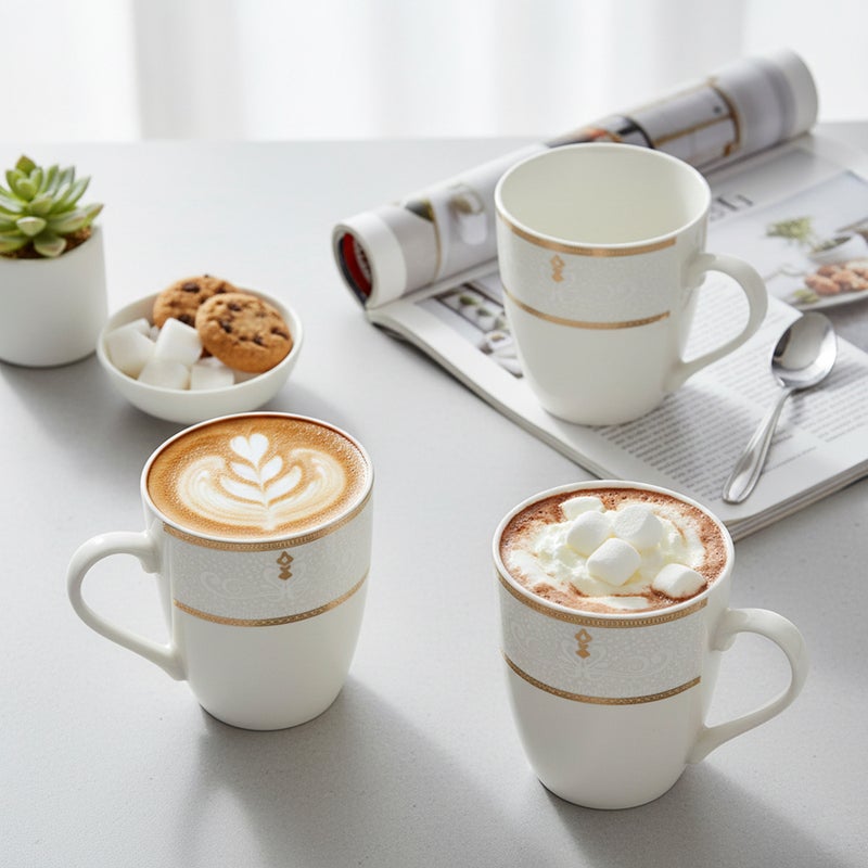 Shallow ZAYA New Bone China Mug 355 ml  Elegant White Coffee & Tea Mug for Daily Use, Brunch, Coffee Station, Ramadan, Eid, Diwali & Gifting - Image 5