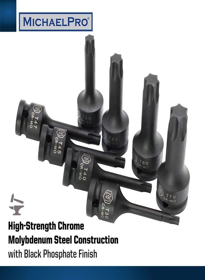MichaelPro طقم رؤوس مفكات توركس من MichaelPro MP005029، 8 قطع، مقاس 1/2 بوصة، من T30 إلى T70، مقاوم للصدمات CR-Mo | حقيبة تخزين متينة متضمنة - Image 3