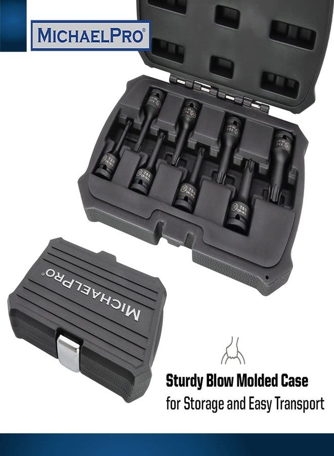 MichaelPro طقم رؤوس مفكات توركس من MichaelPro MP005029، 8 قطع، مقاس 1/2 بوصة، من T30 إلى T70، مقاوم للصدمات CR-Mo | حقيبة تخزين متينة متضمنة - Image 5