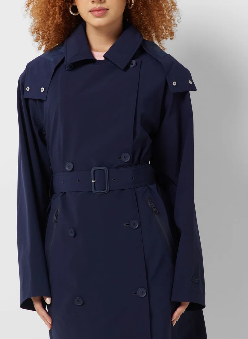 LACOSTE Belted Double Breasted Coat