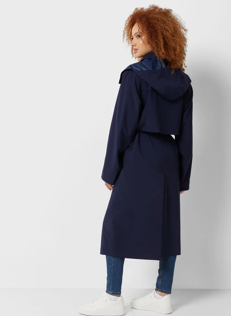 LACOSTE Belted Double Breasted Coat