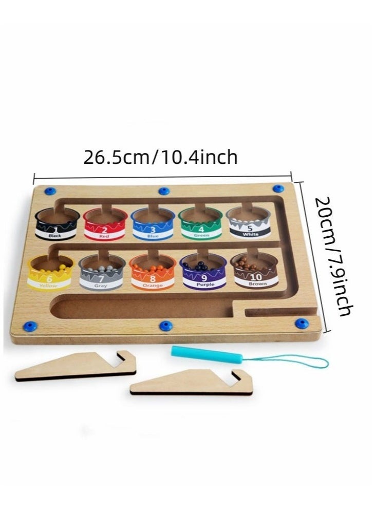 Magnetic Color and Number Maze Wooden Sorting and Counting Board Montessori Matching Toys Magnet Puzzle Game For Preschoolers Kids Boys Girls Ages 3+ - Image 5