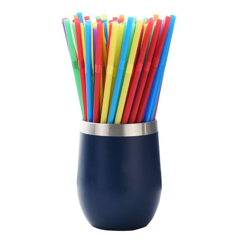 ALINK 200-Pack Flexible Drinking Straws  Assorted Colors Plastic Disposable Bendy Straws - 7.75"" x 0.23"" - Image 2