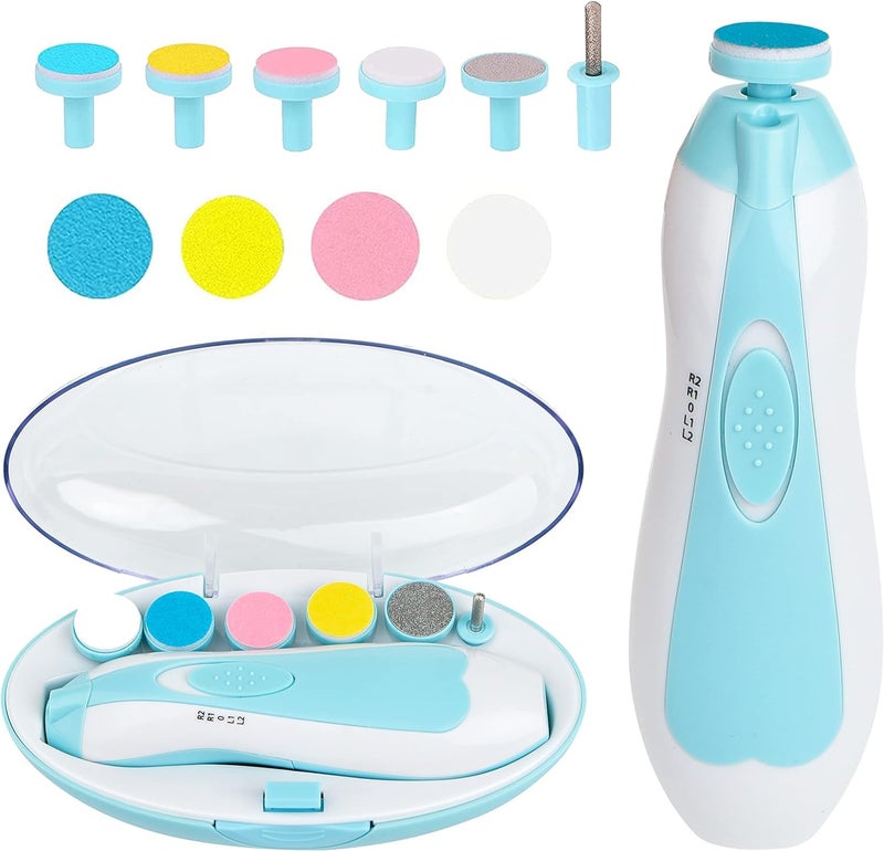 MHR Baby Nail Trimmer New Born Electric, Baby Nail File,Baby Nail Cutter 06 Month with Light &6 Grinding Pads for Newborn with Toddler Toes and Fingernails, Kids Nail Polish Trim,Multicolor,Pack of 1 - Image 1