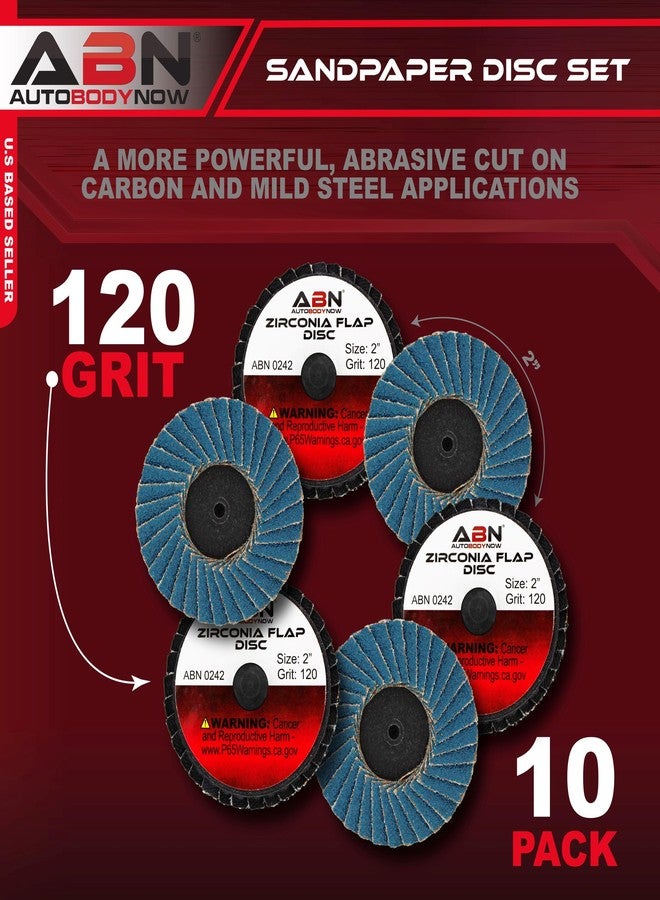 أبن مجموعة أقراص صنفرة ABN مقاس 2 بوصة - T27، حبيبات 120، مصنوعة من أكسيد الزركونيا عالي الكثافة، 10 قطع، وسادات صنفرة مستديرة بغطاء مسطح - Image 2