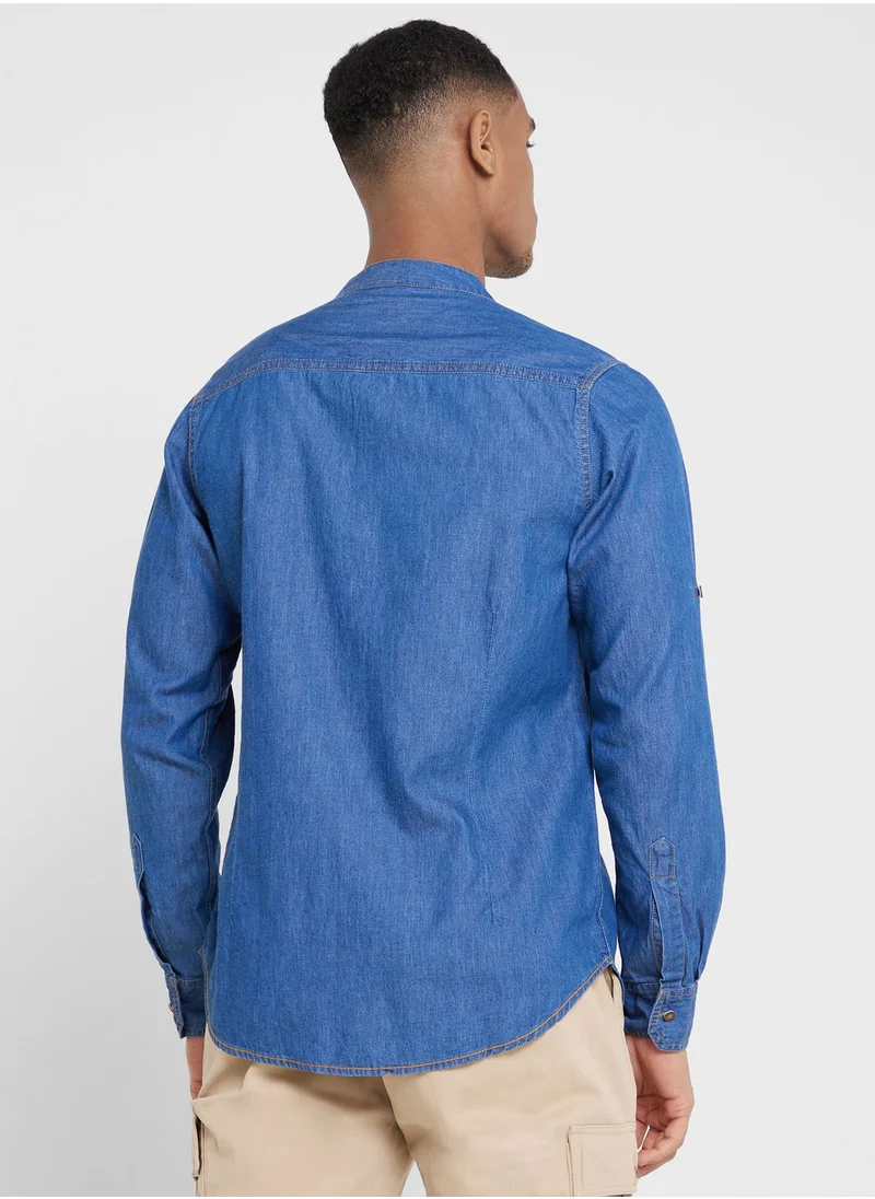 توماس سكوت Thomas Scott Men Blue Smart Slim Fit Opaque Casual Shirt