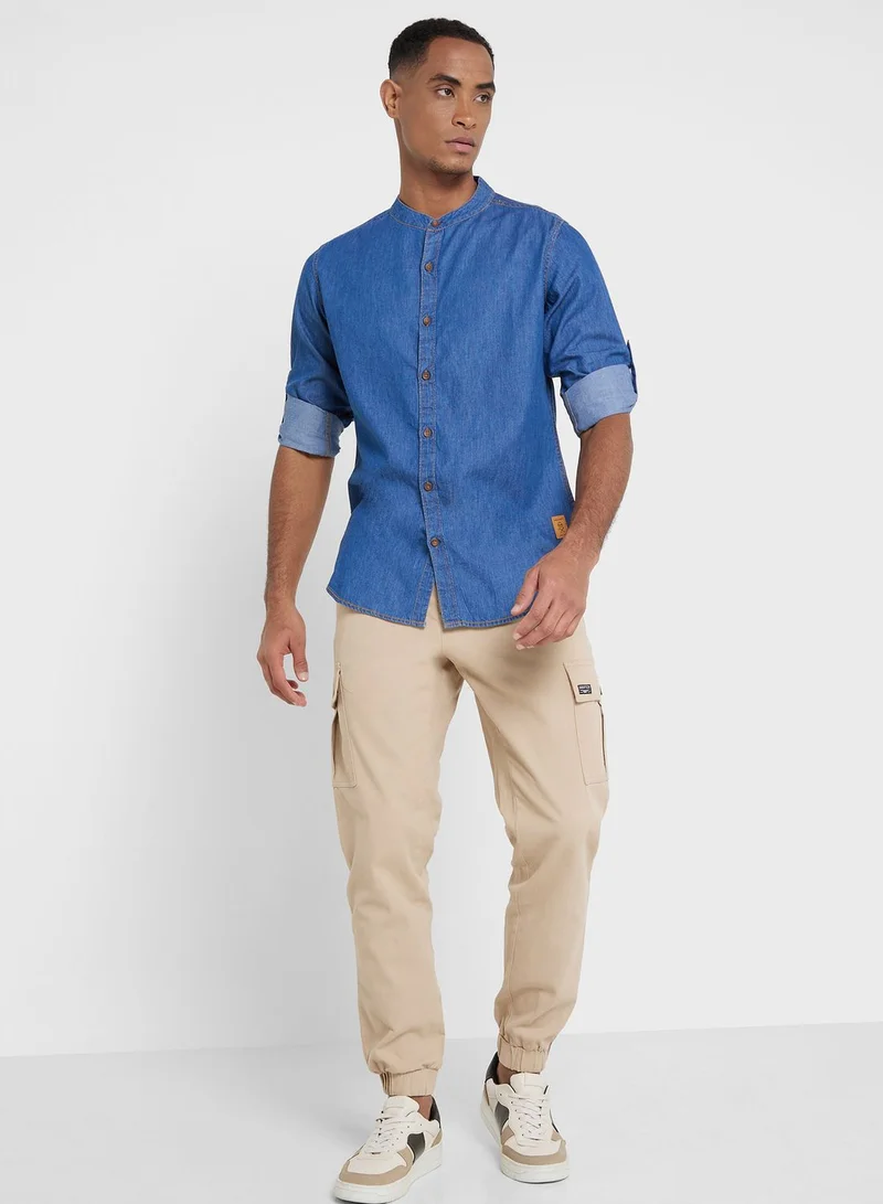 توماس سكوت Thomas Scott Men Blue Smart Slim Fit Opaque Casual Shirt