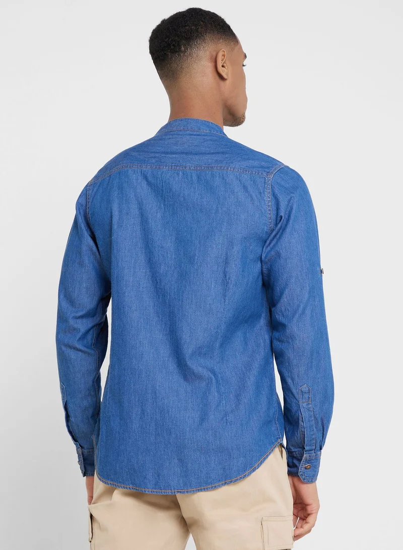 Thomas Scott Thomas Scott Men Blue Smart Slim Fit Opaque Casual Shirt