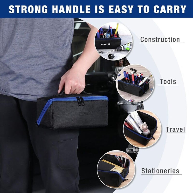 PAHAL Multipurpose Tool Case 10" Wide Mouth – Heavy Duty Tool Storage Bag with Large Opening Zipper, Portable Tool Kit Organizer for Electrician, Technician, Durable Carry Tool Bag – Black - Image 4