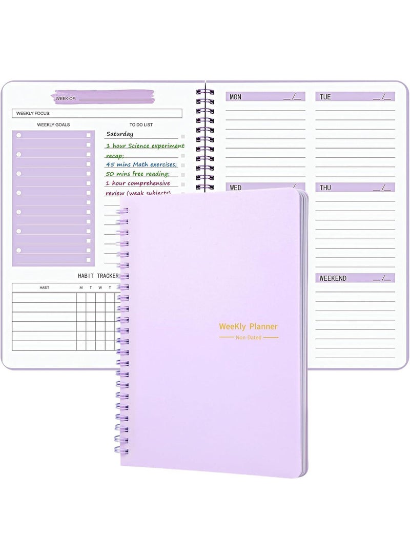 HPRT Undated Weekly Planner A5, 52-Week Spiral Goal Journal with To Do List, Habit Tracker & Daily Organizer for School, Work & Personal Productivity, (Purple) - Image 1