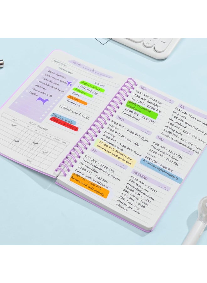 HPRT Undated Weekly Planner A5, 52-Week Spiral Goal Journal with To Do List, Habit Tracker & Daily Organizer for School, Work & Personal Productivity, (Purple) - Image 3