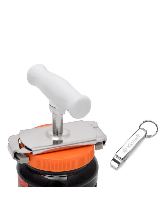 Kichwit Metal Jar Opener with Rubber Grippers, Bottle Opener Keychain Included - Image 1