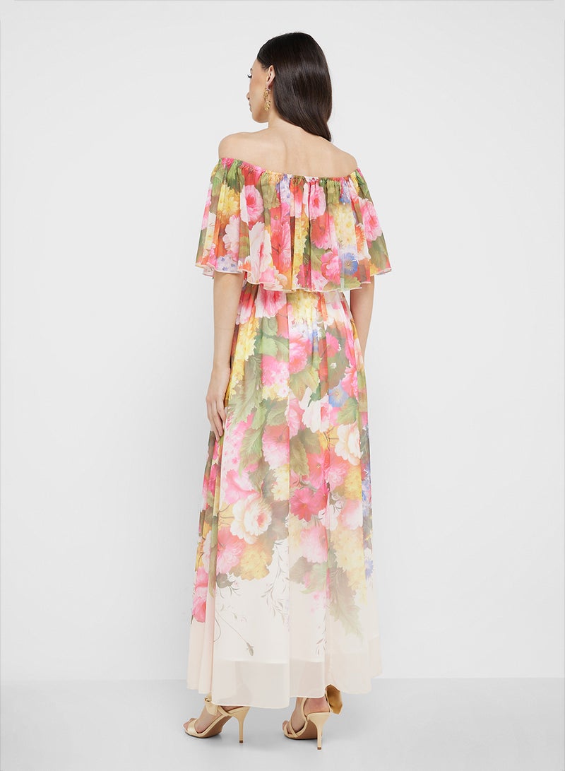 ELLA Off Shoulder Floral Print Dress - Image 2