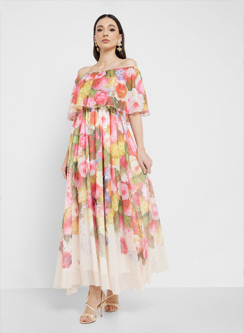 ELLA Off Shoulder Floral Print Dress - Image 4