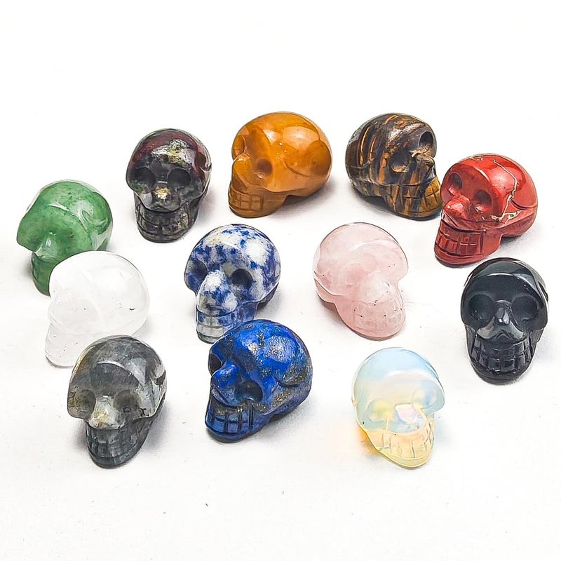 AierCrystal 14pcs 1 inch Natural Crystals Skulls Mineral Gems Ghost Head Polished Carved Reiki Healing Gift Desktop Home Decor Stone Crafts Statues (Natural Crystal - random14pcs) - Image 3