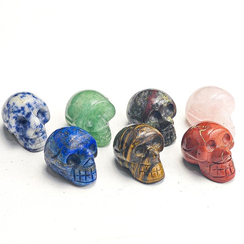 AierCrystal 14pcs 1 inch Natural Crystals Skulls Mineral Gems Ghost Head Polished Carved Reiki Healing Gift Desktop Home Decor Stone Crafts Statues (Natural Crystal - random14pcs) - Image 4