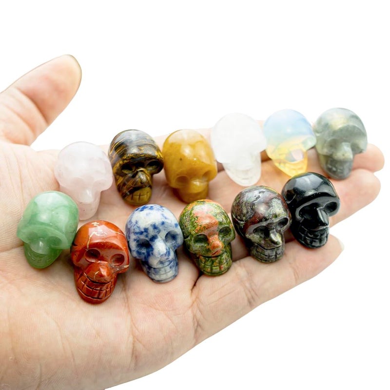 AierCrystal 14pcs 1 inch Natural Crystals Skulls Mineral Gems Ghost Head Polished Carved Reiki Healing Gift Desktop Home Decor Stone Crafts Statues (Natural Crystal - random14pcs) - Image 5