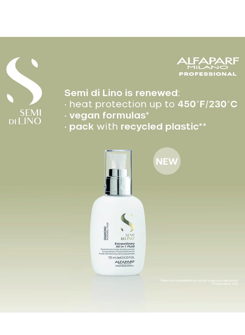 ALFAPARF MILANO Alfaparf Milano Semi Di Lino Diamond Extraordinary All-in-1 Leave In Fluid - Anti-Frizz Detangling Spray, Leave In Conditioner, & Heat Protectant - For Added Shine & Softness - Vegan (4.23 fl. oz)  - Image 3