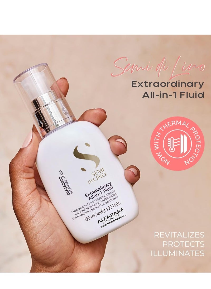 ALFAPARF MILANO Alfaparf Milano Semi Di Lino Diamond Extraordinary All-in-1 Leave In Fluid - Anti-Frizz Detangling Spray, Leave In Conditioner, & Heat Protectant - For Added Shine & Softness - Vegan (4.23 fl. oz)  - Image 4