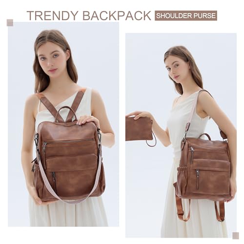 Dora & Liz Womens Backpack Purse Leather Fashion Travel Backpack Purse for Women Designer Ladies Shoulder Bags with Wristlet - Image 2