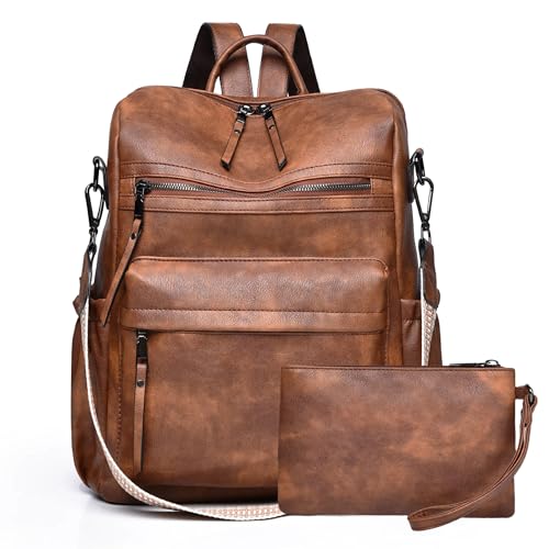 Dora & Liz Womens Backpack Purse Leather Fashion Travel Backpack Purse for Women Designer Ladies Shoulder Bags with Wristlet - Image 1