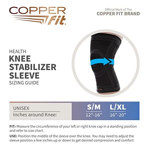 Copper Fit Health Knee Stabilizer Sleeve, Small/Medium - Image 3