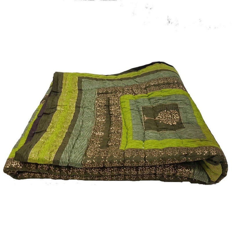 SVT Traditional Famous Rajasthani Print Jaipuri Beautiful Floral Print in Multi Green Jaipuri Rajai/Razai/Quilt Twin Size/Twin Size Bed Quilt/Comforter/AC Quilt/AC Comforter - Image 3