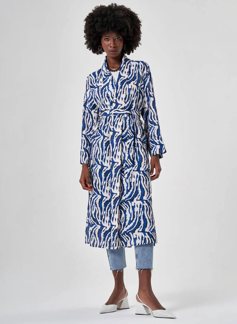 MIZALLE Longline Belted Kimono