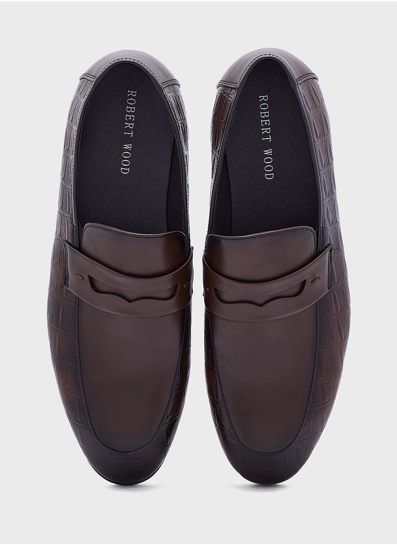 Robert Wood Textured Look Formal Slip Ons  - Image 4