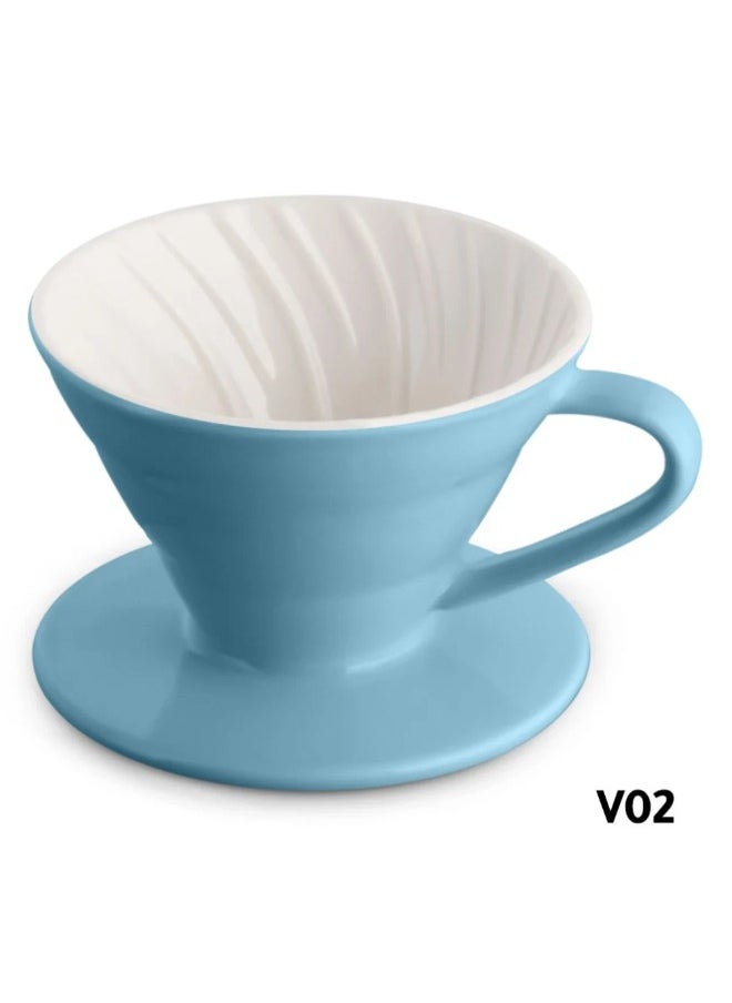 رانك  قمع سيراميك V60 صب فوق مرشح القهوة (حجم 02) لاستخدام المنزل والمقاهي والمطاعم، 1-2 كوب  - Image 2