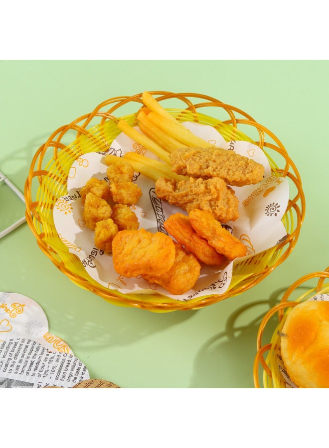 Baking Fried Chicken Oil Paper Food Fries Tray Oil-absorbing Pad Paper Thickened Log Color Pizza Hamburger Wrapping Paper-Color:Diameter 20cm 500 Sheets-Specifications:Kraft Paper Original Color Printed Style