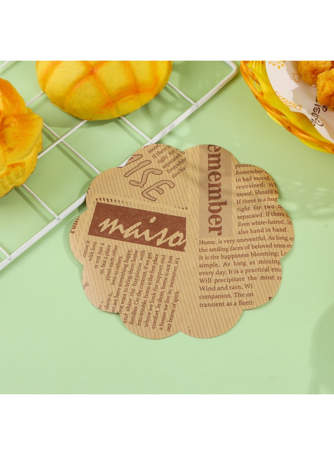 Baking Fried Chicken Oil Paper Food Fries Tray Oil-absorbing Pad Paper Thickened Log Color Pizza Hamburger Wrapping Paper-Color:Diameter 20cm 500 Sheets-Specifications:Kraft Paper Original Color Printed Style