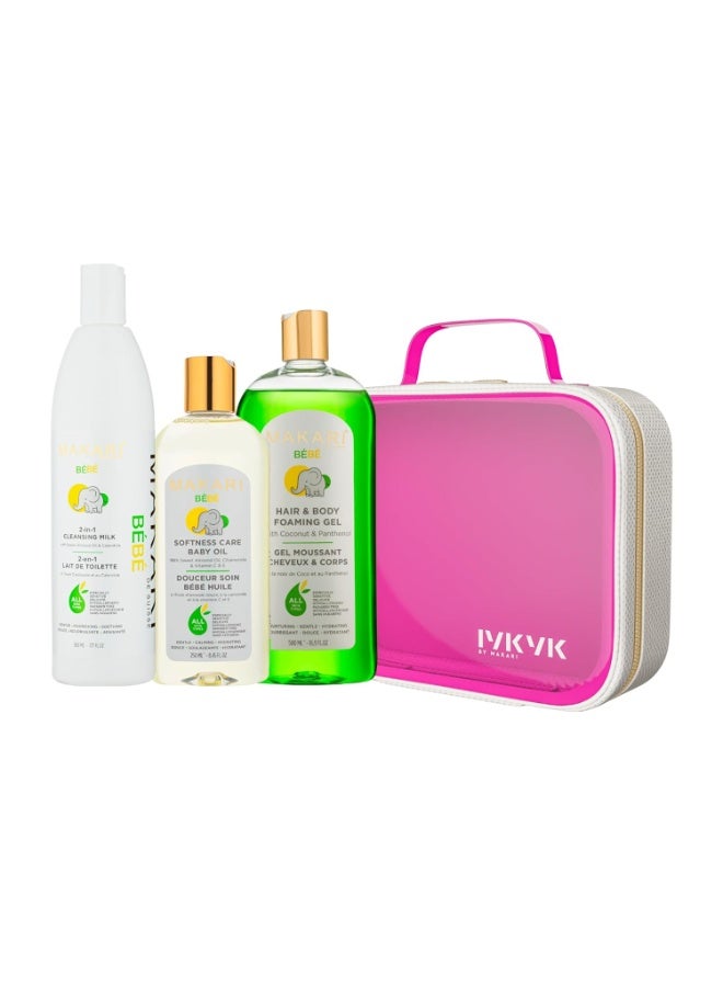 MAKARI Bebe 3-Piece Shower Gift Set | Foaming Gel, Cleansing Milk & Oil | Gentle, Nourishing Bath Routine for Newborn & Up | Hypoallergenic & Paraben-Free - Image 2