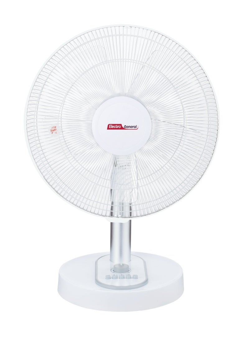 Electro General - Table Fan - 16 inch (40 cm) - All Copper Motor (74*18 mm) - 5 Powerful AS Blades - 3 Speed ​​Settings - 1 Hour Timer - Elegant White and Grey Design - Without Remote Control Model FTB-W633 - Image 1