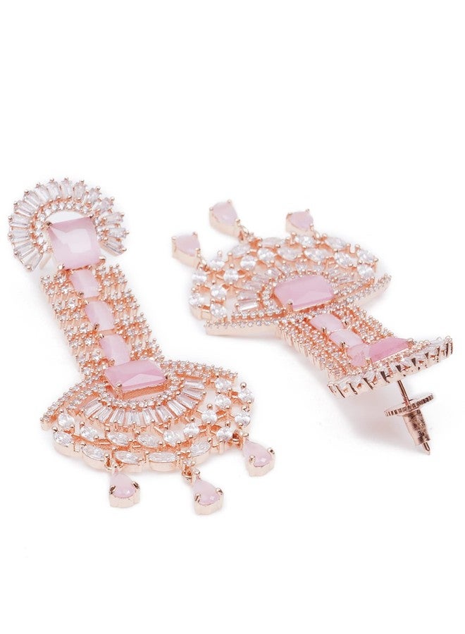 كارات كارت أقراط متدلية مرصعة بالألماس الأمريكي الوردي والزركونيا المكعبة من كاراتكارت للنساء - Image 5