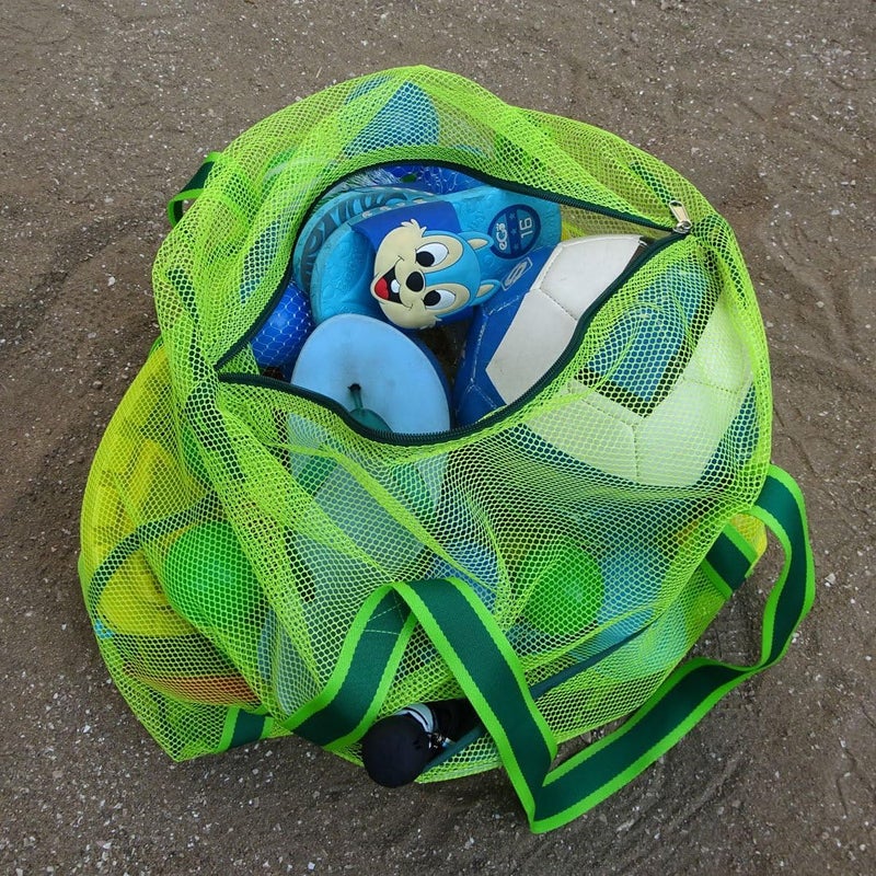 Leberna Large Beach Bag with Zipper Lightweight Beach Toy Bag Mesh Bag for Swimming Pool Sand Toys - Image 3