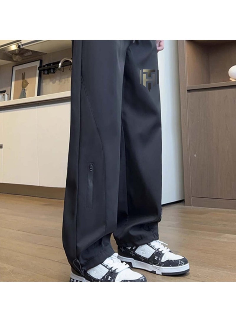 Huitich Men’s Quick-Dry Casual Pants Black, Size L - Image 4