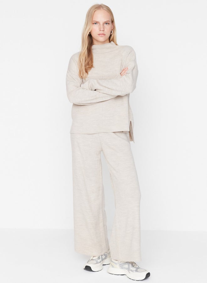 trendyol Beige Stand Collar Knitwear Top-Bottom Set - Image 2