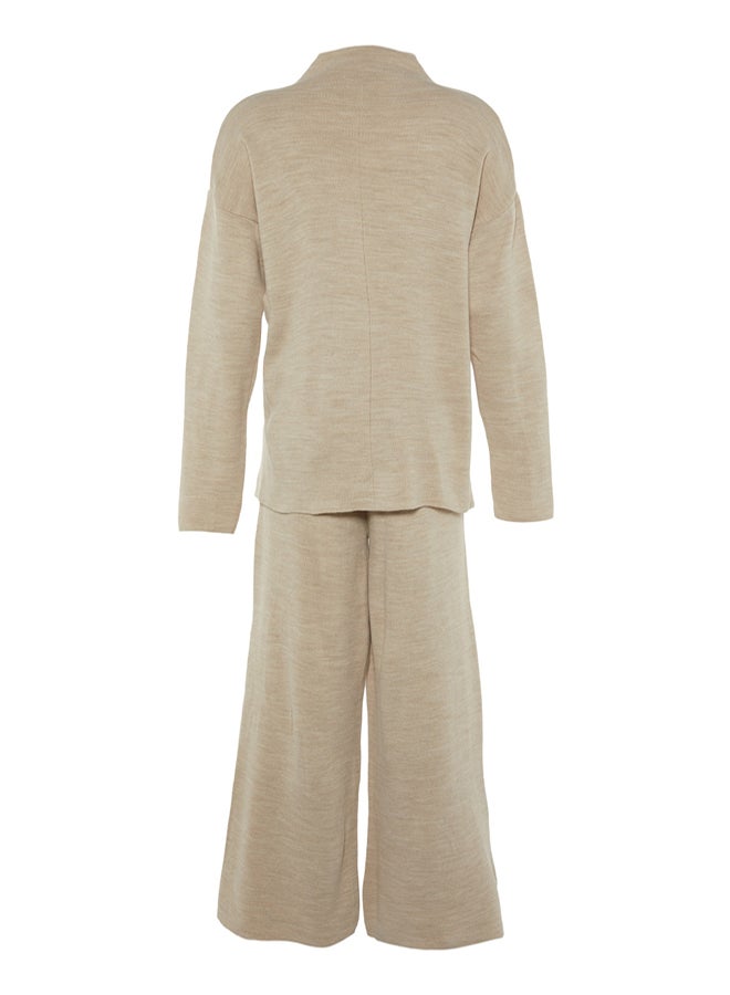 trendyol Beige Stand Collar Knitwear Top-Bottom Set - Image 5