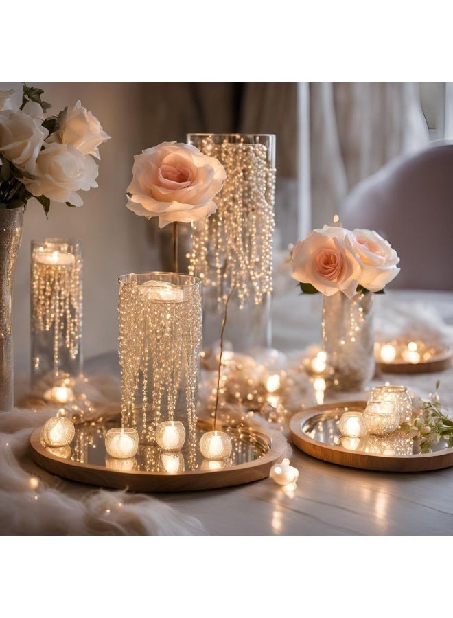 Mado Gallery Glass Cylinder Vases Set of 4 with 24 Ivory Floating Candles | Clear Flower & Candle Holders for Home, Events & Weddings | Floating & Pillar Candles - Image 5