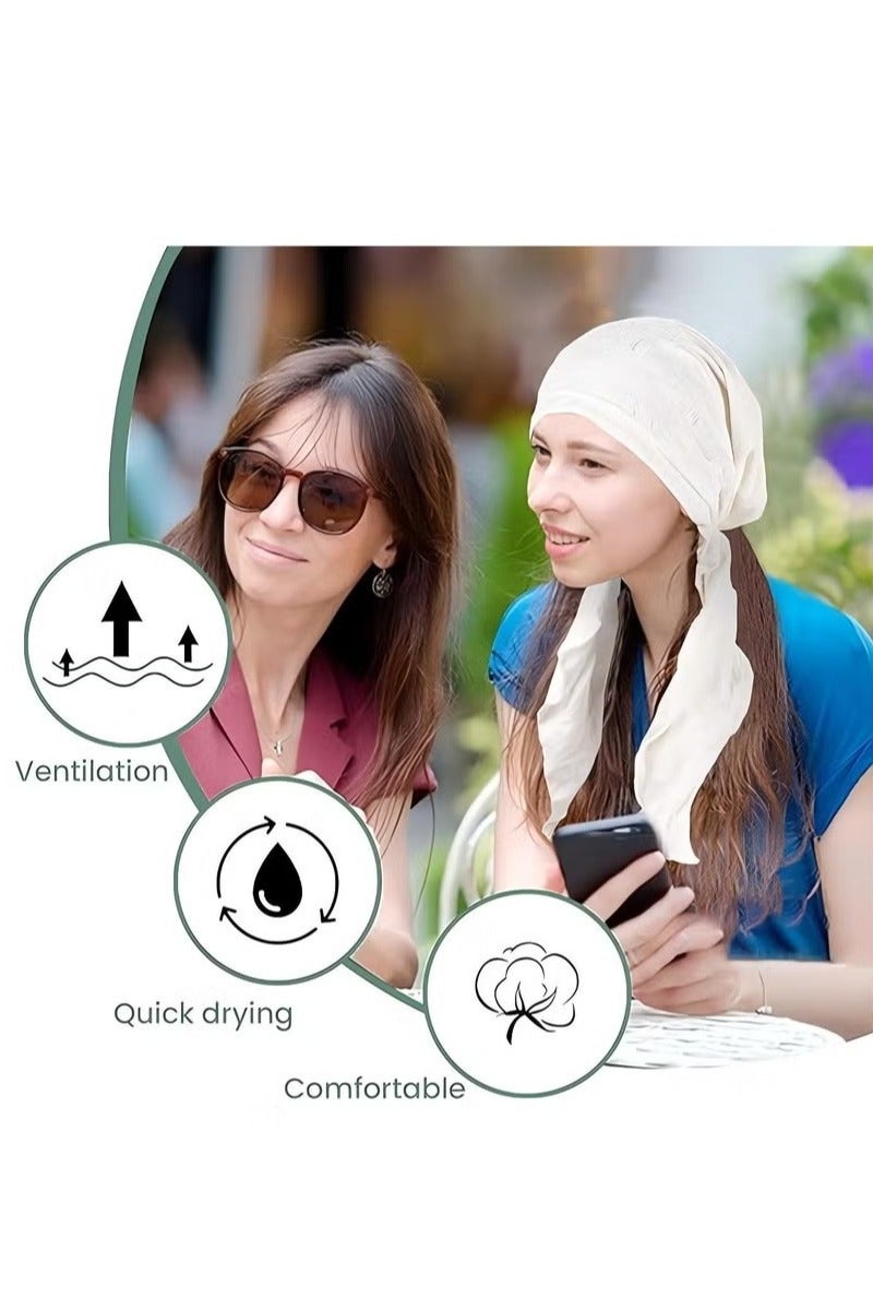 غطاء رأس حجاب كيماوي للنساء، غطاء رأس منحني مربوط مسبقًا، غطاء رأس عصري من الريش الممزق، غطاء رأس خفيف الوزن من عمامة بيضاء - Image 4