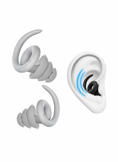 Ear Plugs for Sleeping Noise Cancelling, Reusable and Washable Silicone Earplugs Reduction, Sound Blocking Sleep, Concert, Snoring, Work, Swimming, Shooting Range (Grey)